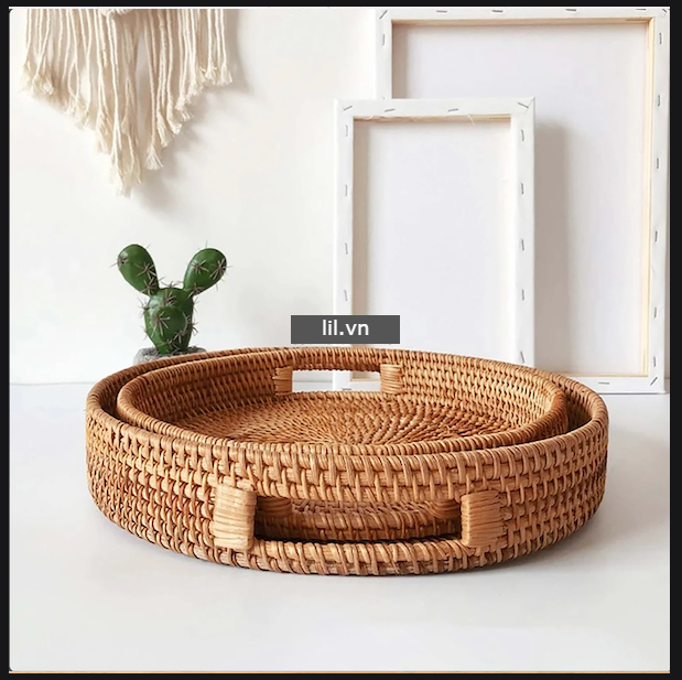 Khay Mây Tròn Lớn 30cm/ 35cm Trang Trí Bàn Ăn giá 200,000 đang rẻ nhất thị trường